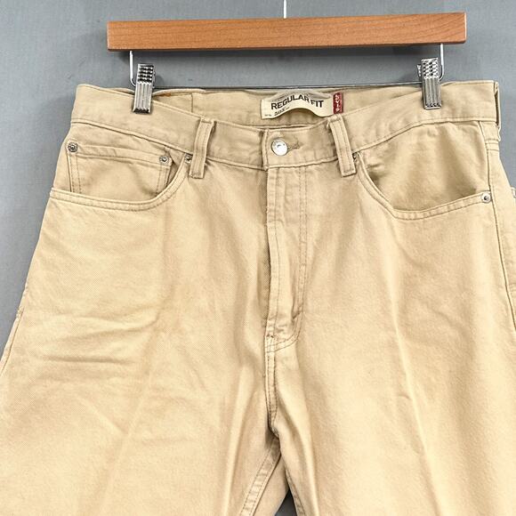 Levi's 505 Jeans Mens 34x26 Regular Fit Straight Tan Brown Red Tab Retro 90s Y2K - Picture 4 of 16